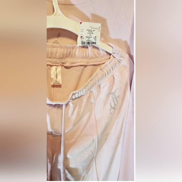 Juicy Couture Velour Sleepwear Set Blush Pink Rhinestone Logo XL NWT - Picture 6 of 12